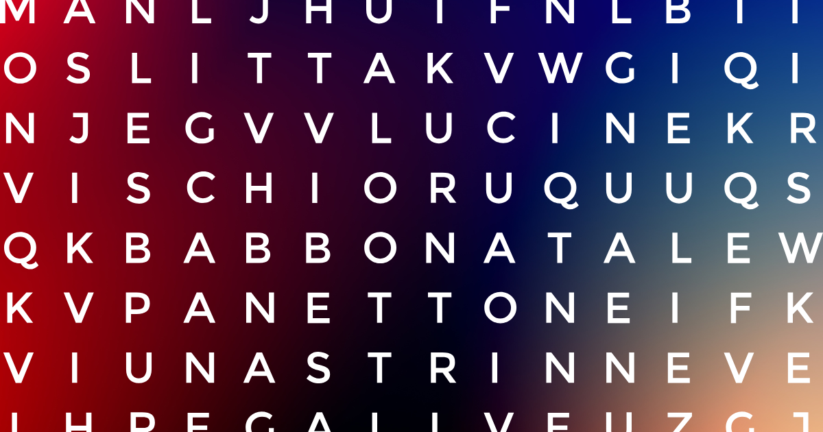 wordsearch style random letters on gradient colour background